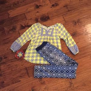 Sequin Hearts Girls Peasant Blouse